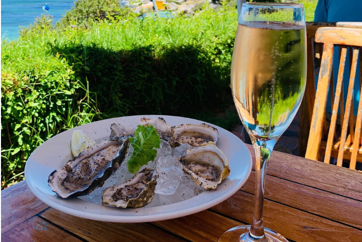 Oysters and champagne Black Marlin restaurant